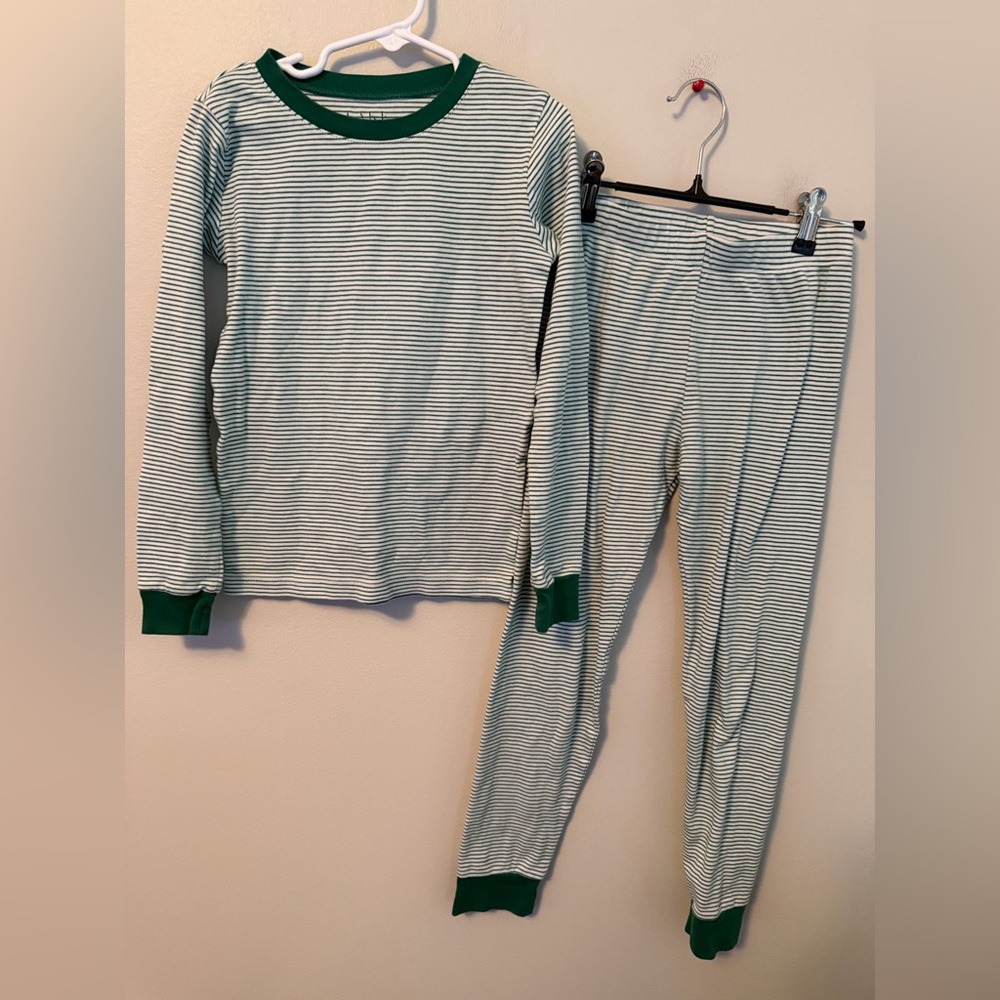 Lake Green Striped Kids Pajamas